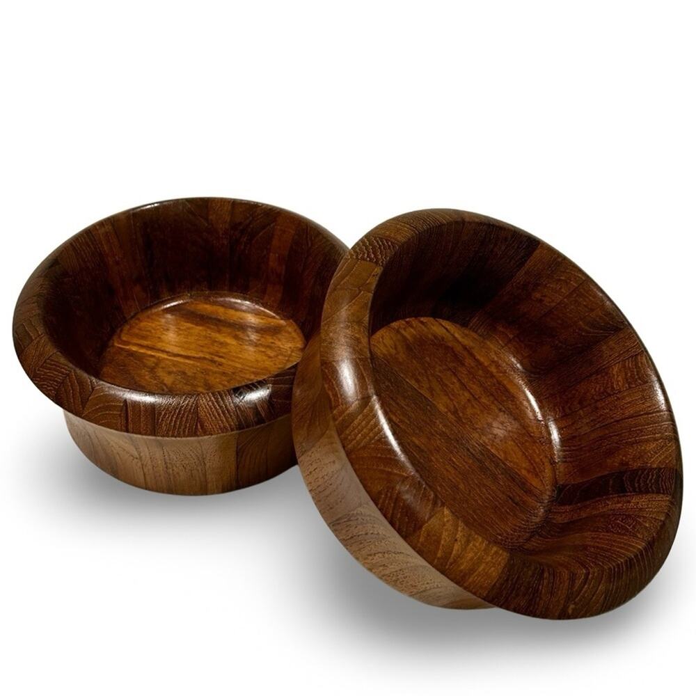 SET OF TWO Scan Look by AQ Wood Bowls MCM VTG 60s 70s European Crafstman Serving